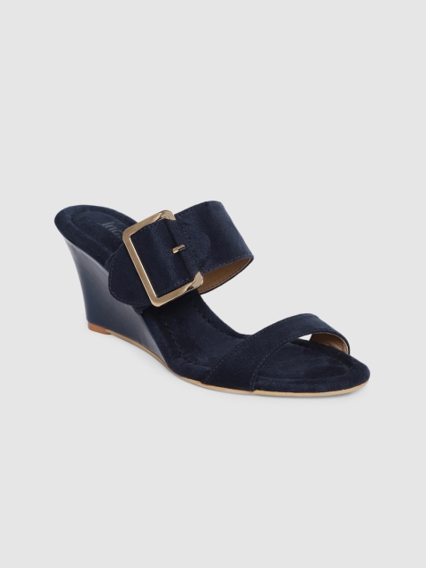 

Inc 5 Women Blue Solid Suede Wedges