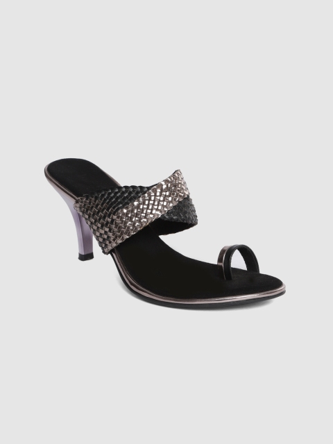 

Inc 5 Women Black Woven Design One Toe Heels