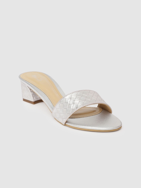 

Inc 5 Women Silver-Toned Textured Sandals