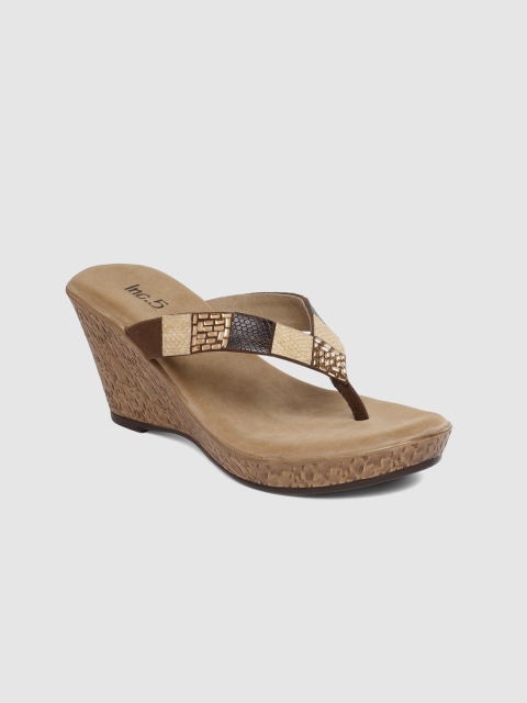 

Inc 5 Women Brown & Beige Embellished Wedges