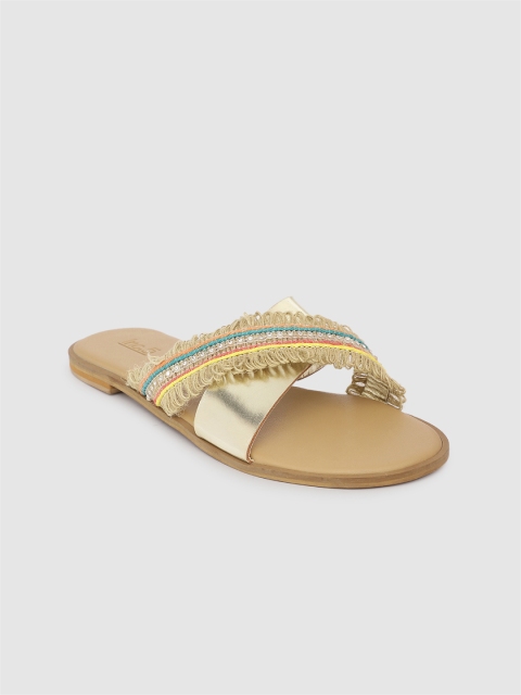 

Inc 5 Women Beige Embellished Open Toe Flats