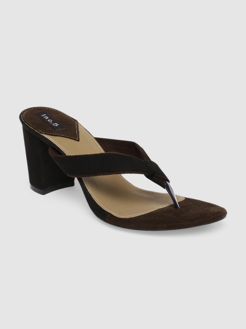 

Inc 5 Women Black & Brown Solid Suede Heels