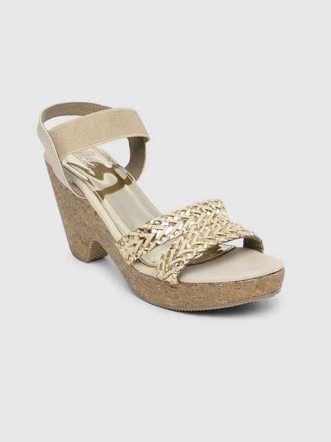 

Inc 5 Women Gold-Toned & Beige Colourblocked Sandals