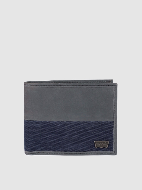 

Levis Men Blue & Grey Colourblocked Leather Two Fold Wallet