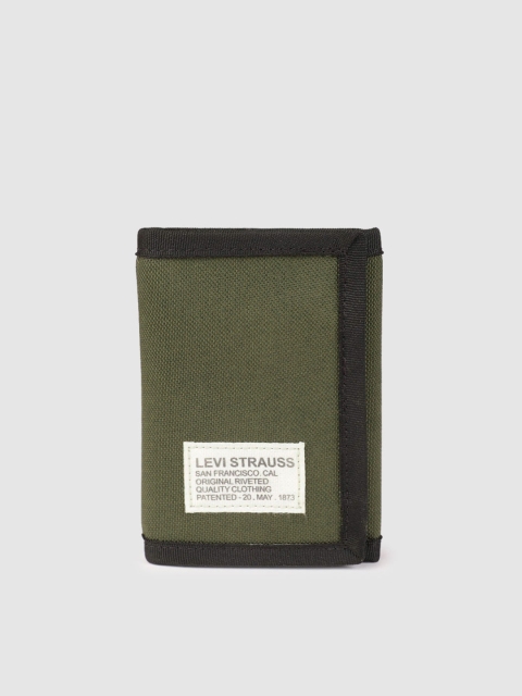 

Levis Men Olive Green Solid Three Fold Wallet