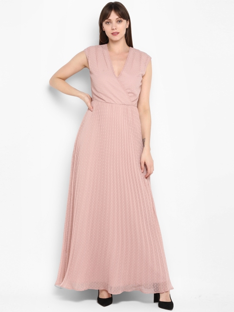 

MIAMINX Women Pink Self Design Maxi Dress