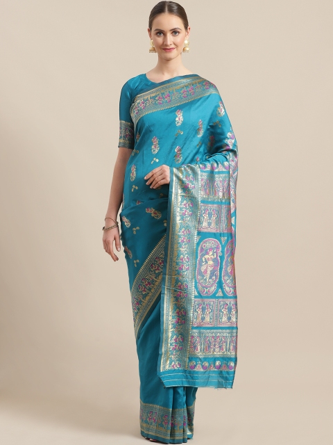 

Saree mall Blue & Golden Woven Design Banarasi Saree
