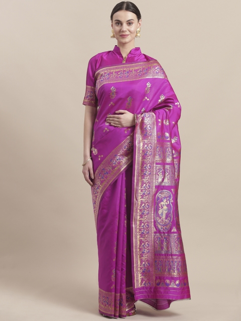 

Saree mall Magenta & Golden Woven Design Banarasi Saree