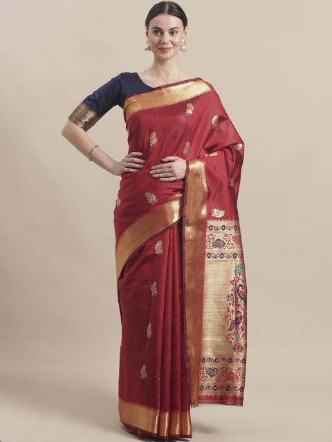 

Saree mall Maroon & Golden Woven Design Banarasi Saree