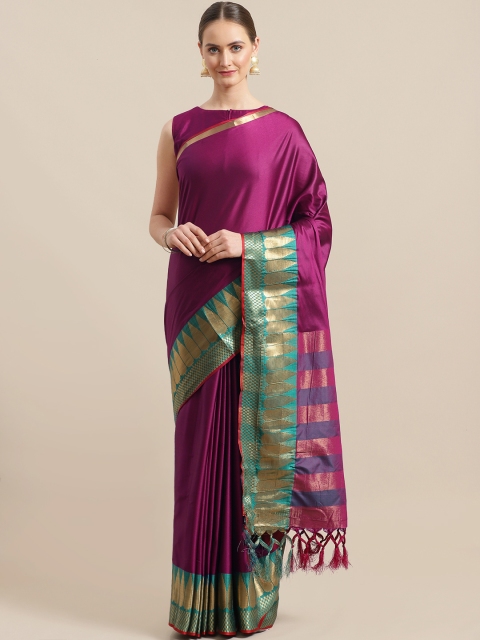 

Saree mall Purple Solid Banarasi Saree