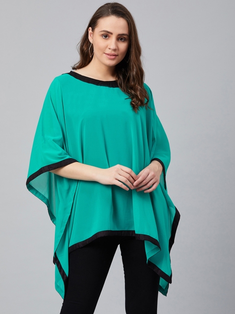 

Wabii Women Green & Black Solid Kaftan Top with Solid Inner