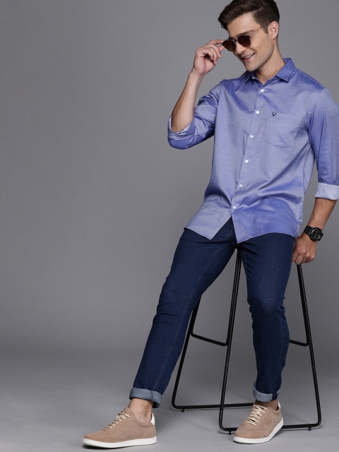 

Allen Solly Men Blue Self Design Sport Fit Casual Shirt
