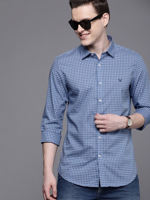 Allen Solly Sport Men Blue & White Ultra Slim Fit Checked Casual Shirt