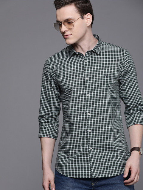 

Allen Solly Sport Men Teal Green & White Ultra Slim Fit Checked Casual Shirt