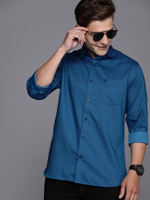 

Allen Solly Men Teal Blue Sport Fit Self Design Casual Shirt