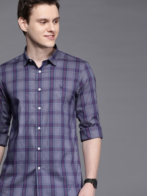 

Allen Solly Sport Men Grey & Navy Blue Ultra Slim Fit Checked Casual Shirt