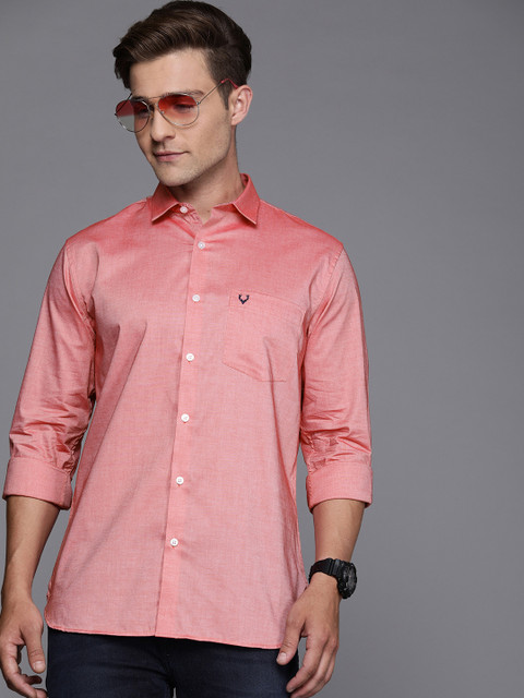 

Allen Solly Men Coral Pink Sport Fit Self Design Casual Shirt