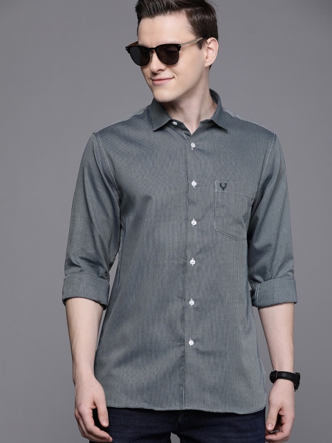 

Allen Solly Men Navy Blue Sport Fit Self Design Casual Shirt