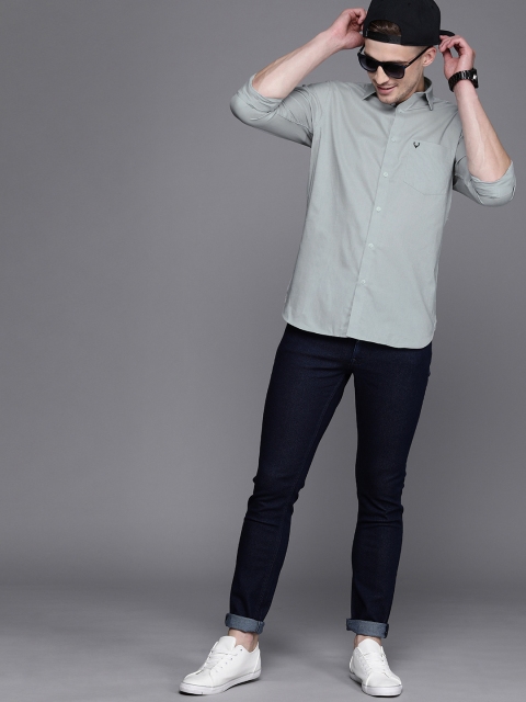 Allen Solly Men Grey Sport Fit Solid Casual Shirt