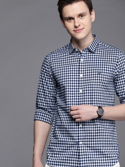 

Allen Solly Sport Men White & Navy Blue Ultra Slim Fit Checked Casual Shirt