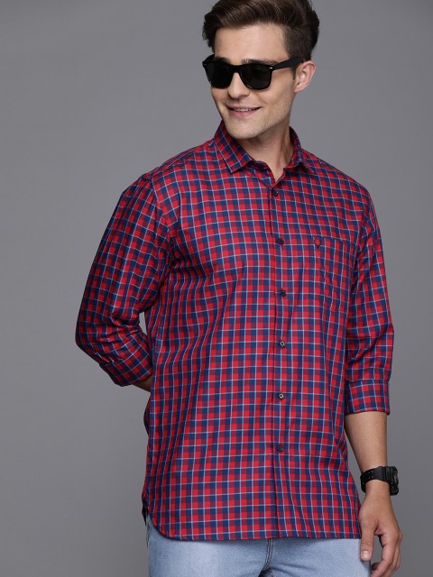 

Allen Solly Men Red & Blue Sport Fit Checked Casual Shirt