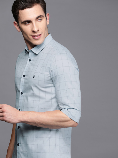 

Allen Solly Sport Men Grey & Navy Blue Ultra Slim Fit Checked Casual Shirt