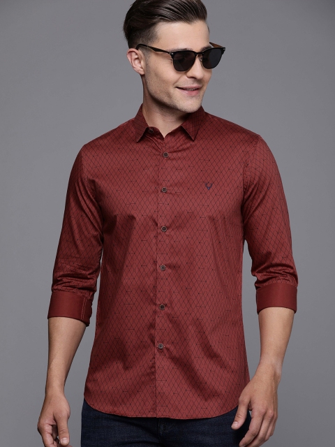 Allen Solly Sport Men Maroon & Black Slim Fit Printed Casual Shirt