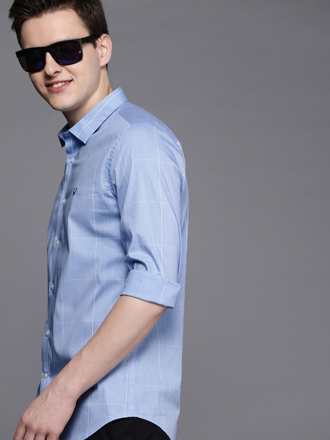 

Allen Solly Sport Men Blue & White Ultra Slim Fit Self-Checked Casual Shirt