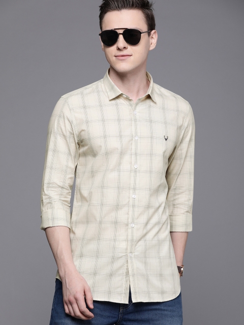 

Allen Solly Sport Men Beige & Navy Blue Ultra Slim Fit Checked Casual Shirt