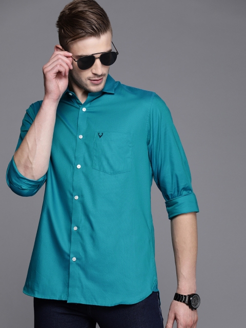 

Allen Solly Men Turquoise Blue Sport Fit Self Design Casual Shirt