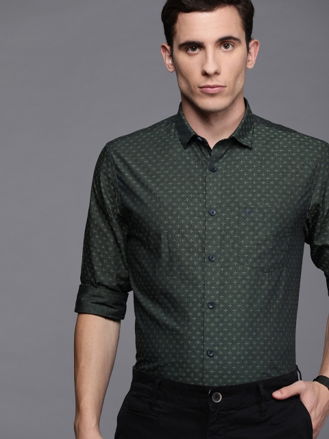 

Allen Solly Men Olive Green Sport Regular Fit Self Design Smart Casual Shirt