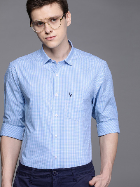 

Allen Solly Men Blue & White Sport Fit Checked Casual Shirt