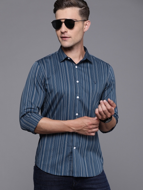 

Allen Solly Sport Men Navy Blue & White Ultra Slim Fit Striped Casual Shirt