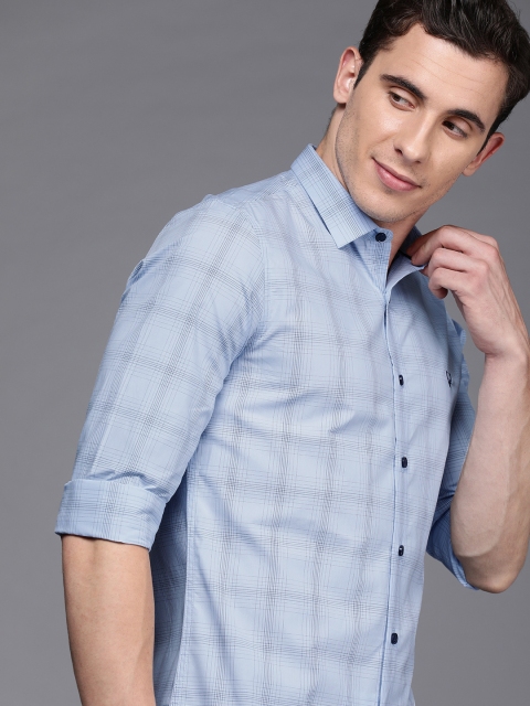 

Allen Solly Sport Men Blue & Black Ultra Slim Fit Checked Casual Shirt