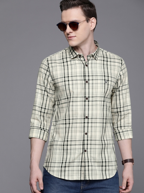 

Allen Solly Sport Men Beige & Green Ultra Slim Fit Checked Casual Shirt