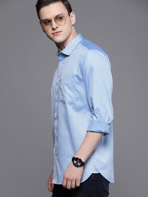 

Allen Solly Men Blue Sport Fit Self Design Casual Shirt