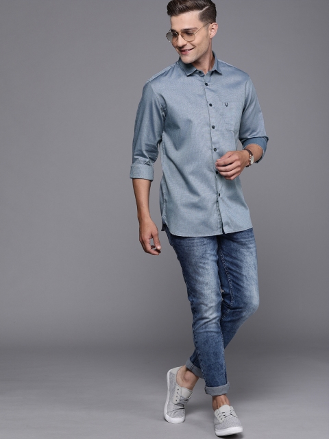 

Allen Solly Men Blue Sport Fit Self Design Casual Shirt