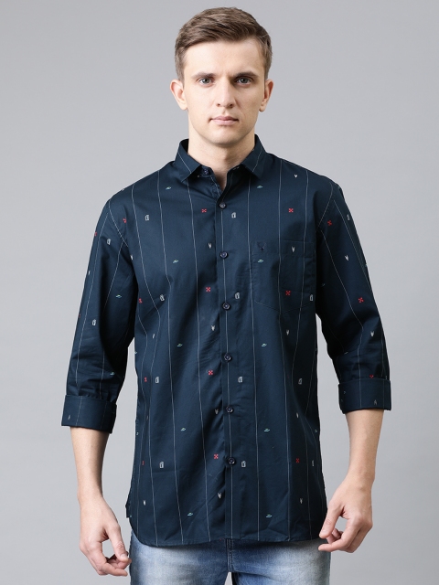 

Allen Solly Men Navy Blue & White Regular Fit Printed Casual Shirt
