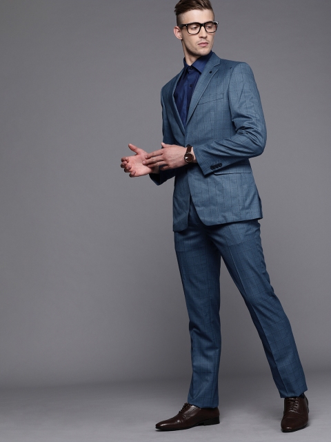 

Raymond Men Blue & Brown Contemporary Fit Checked Single-Breasted Formal Suit