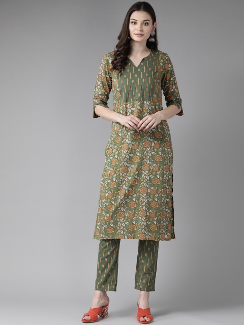 

See Designs Women Green & Orange Printed Kurta with Trousers