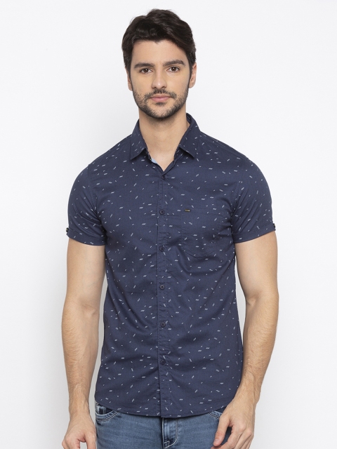 

SPYKAR Men Navy Blue Slim Fit Printed Casual Shirt