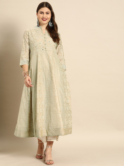 

Soch Women Beige Printed A-Line Kurta