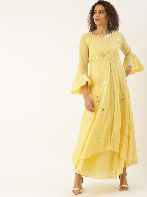 

Soch Women Yellow Solid Fit and Flare Dress