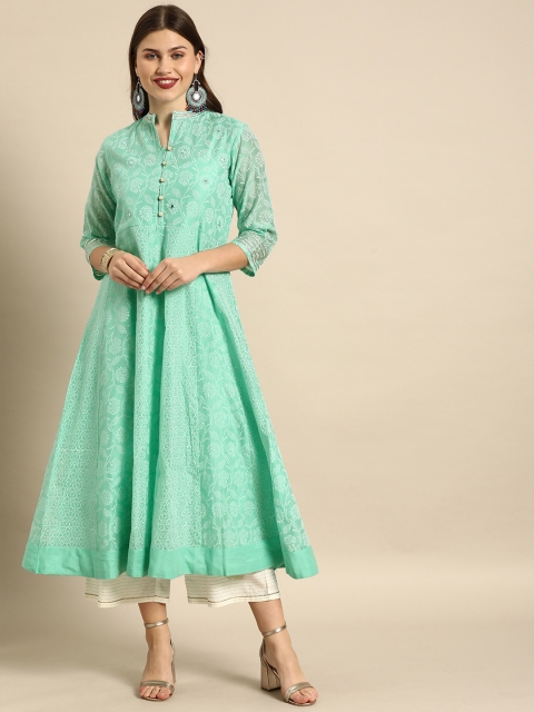

Soch Women Sea Green Printed A-Line Kurta