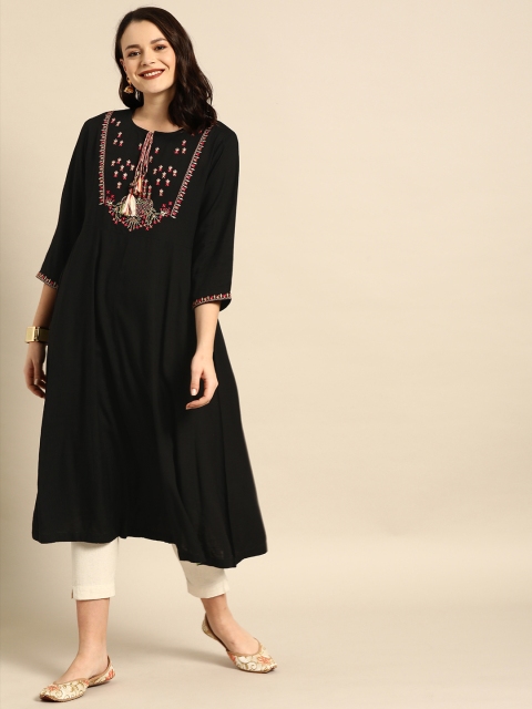 

Soch Women Black Yoke Design A-Line Kurta