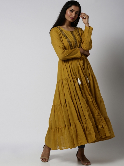 

Soch Mustard Yellow Floral Embroidered Anarkali