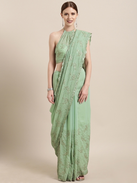 

Soch Sea Green Embroidered Sequinned Poly Georgette Saree