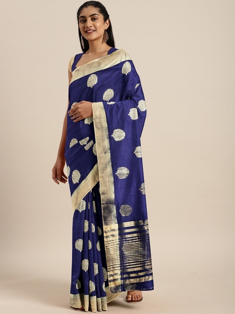 

Soch Navy Blue & Gold-Coloured Art Silk Woven Design Saree