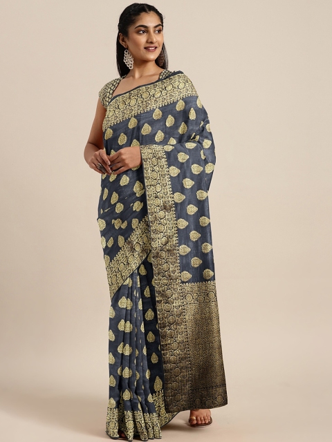 

Soch Grey & Gold-Toned Art Silk Woven Design Saree