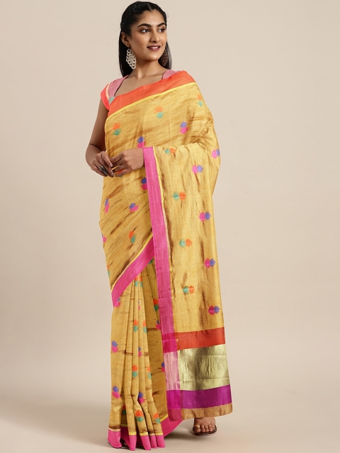 

Soch Mustard Yellow & Pink Art Silk Woven Design Saree